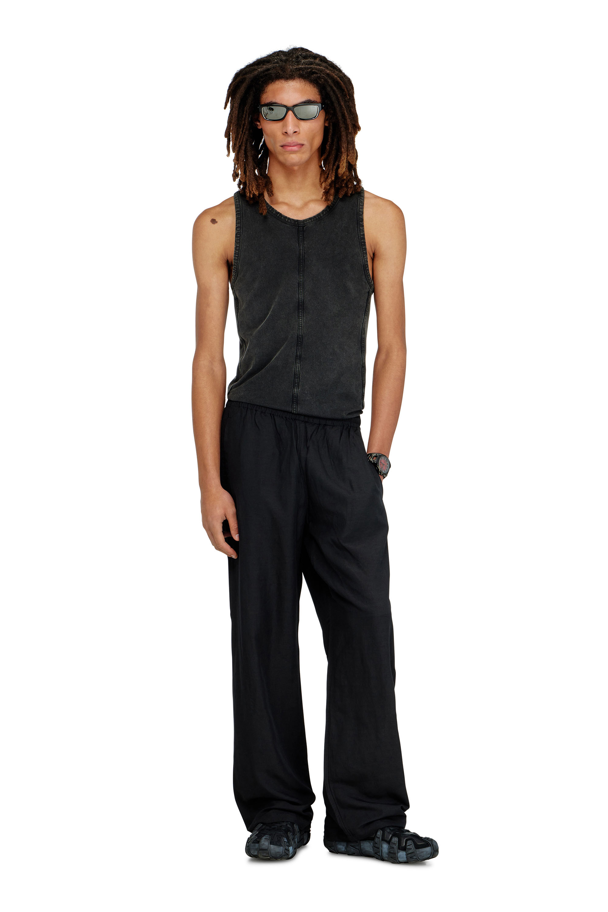 Diesel - P-THECK-PGBS, Unisex's Linen-blend pants in Black - 3