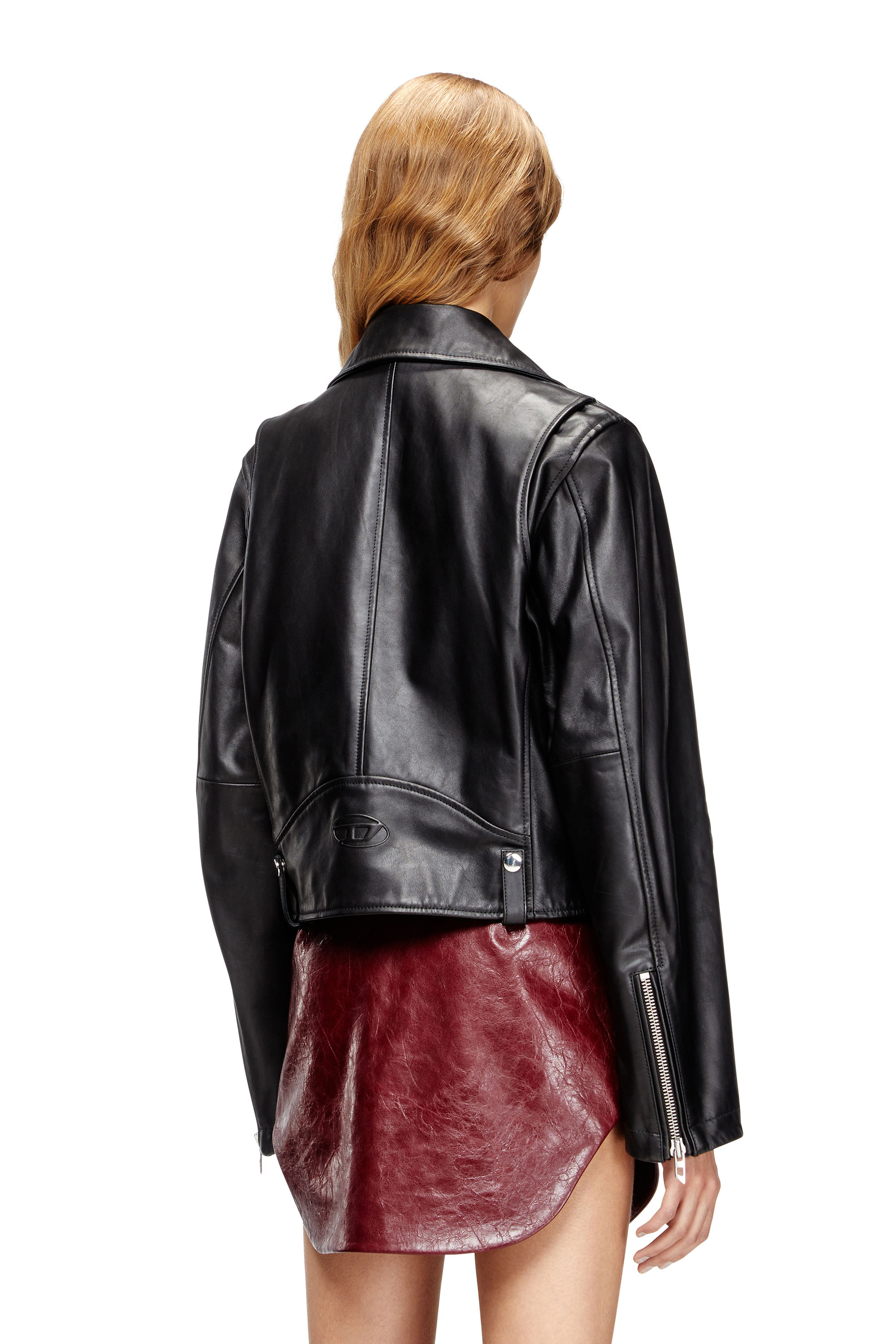 Diesel - L-UNATIC, Woman's Biker jacket in waxed leather in Black - 4