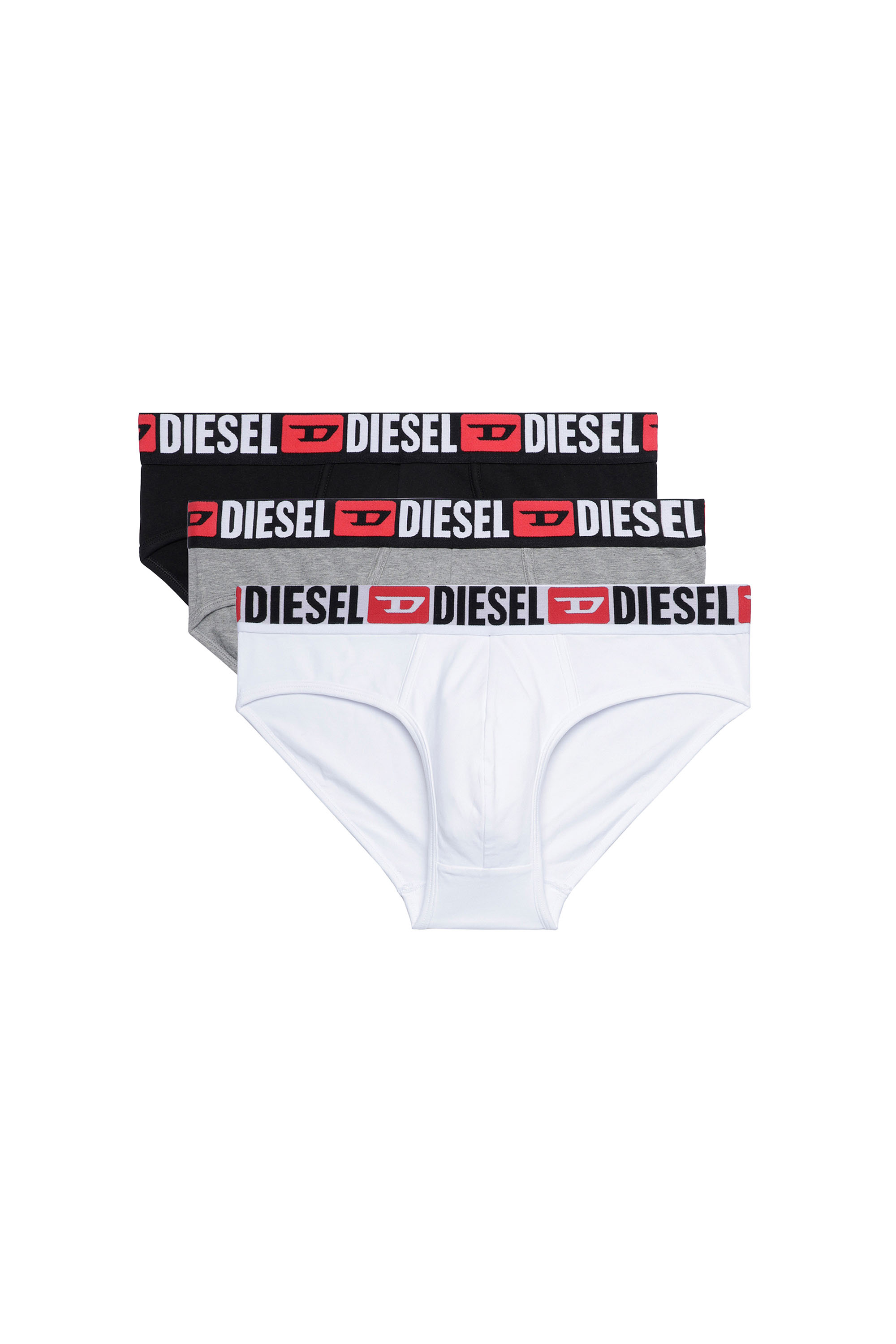 Diesel - UMBR-ANDRETHREEPACK, Man's Three-pack of solid-colour briefs in White/Black - 2