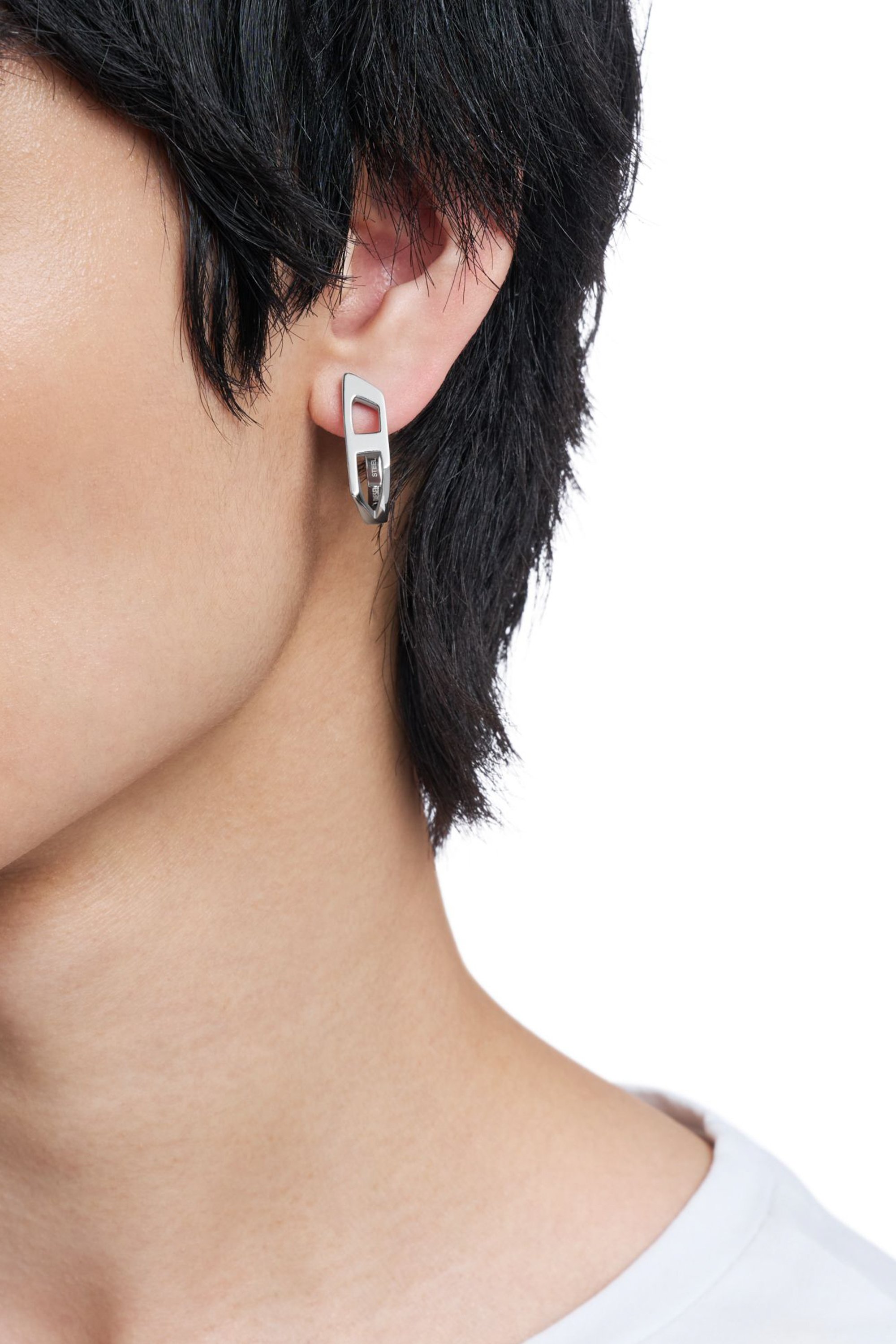 Diesel - DX1637040 JEWELLERY, Unisex's Stainless steel hoop earring in Silver - 4