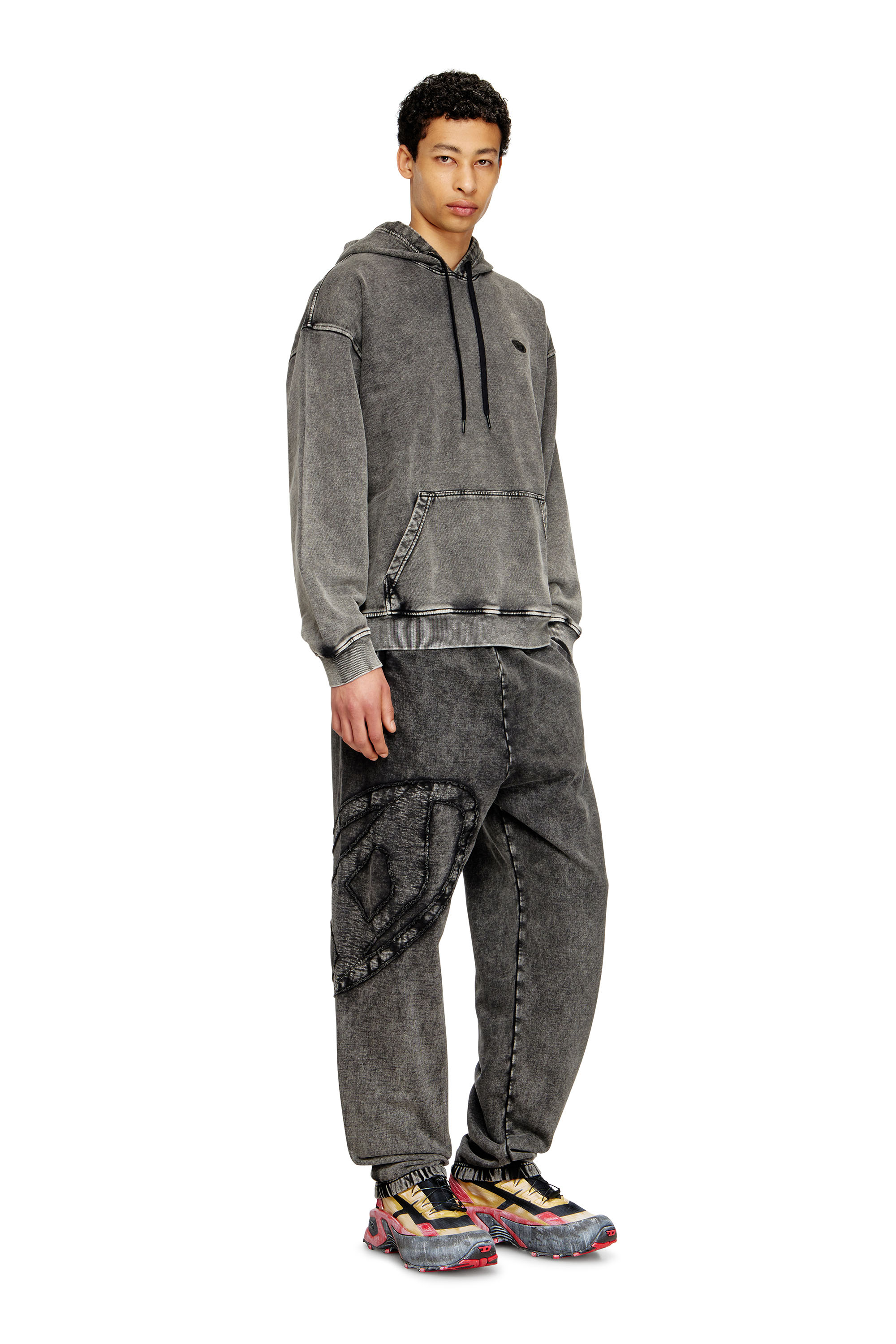 Diesel - P-MARKY-DEN, Man's Organic cotton sweatpants with Oval D patch in Dark grey - 1