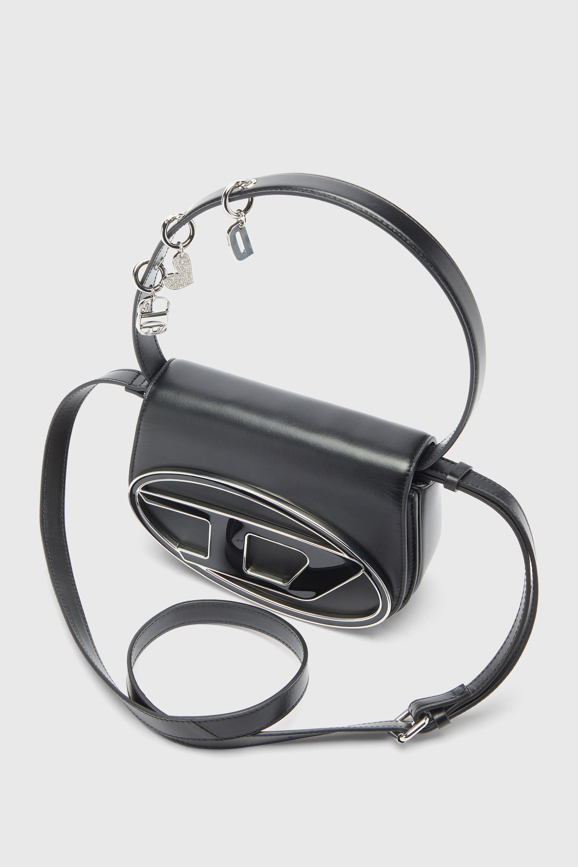 Diesel - 1DR, Woman's 1DR -Iconic shoulder bag in leather with handle charms in Black - 6
