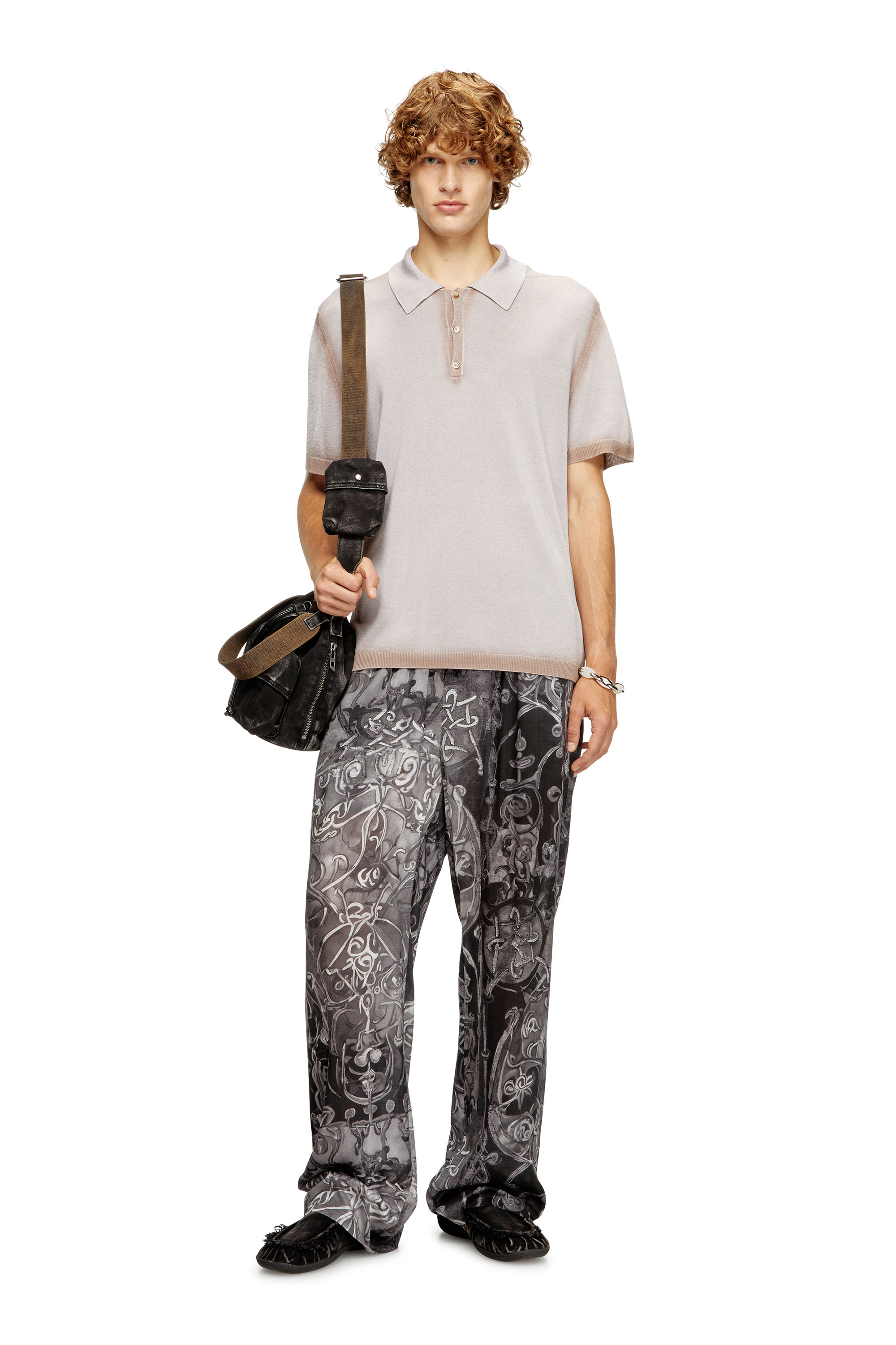 Diesel - K-VIRTO, Man's Dégradé knitted polo shirt in Beige - 2