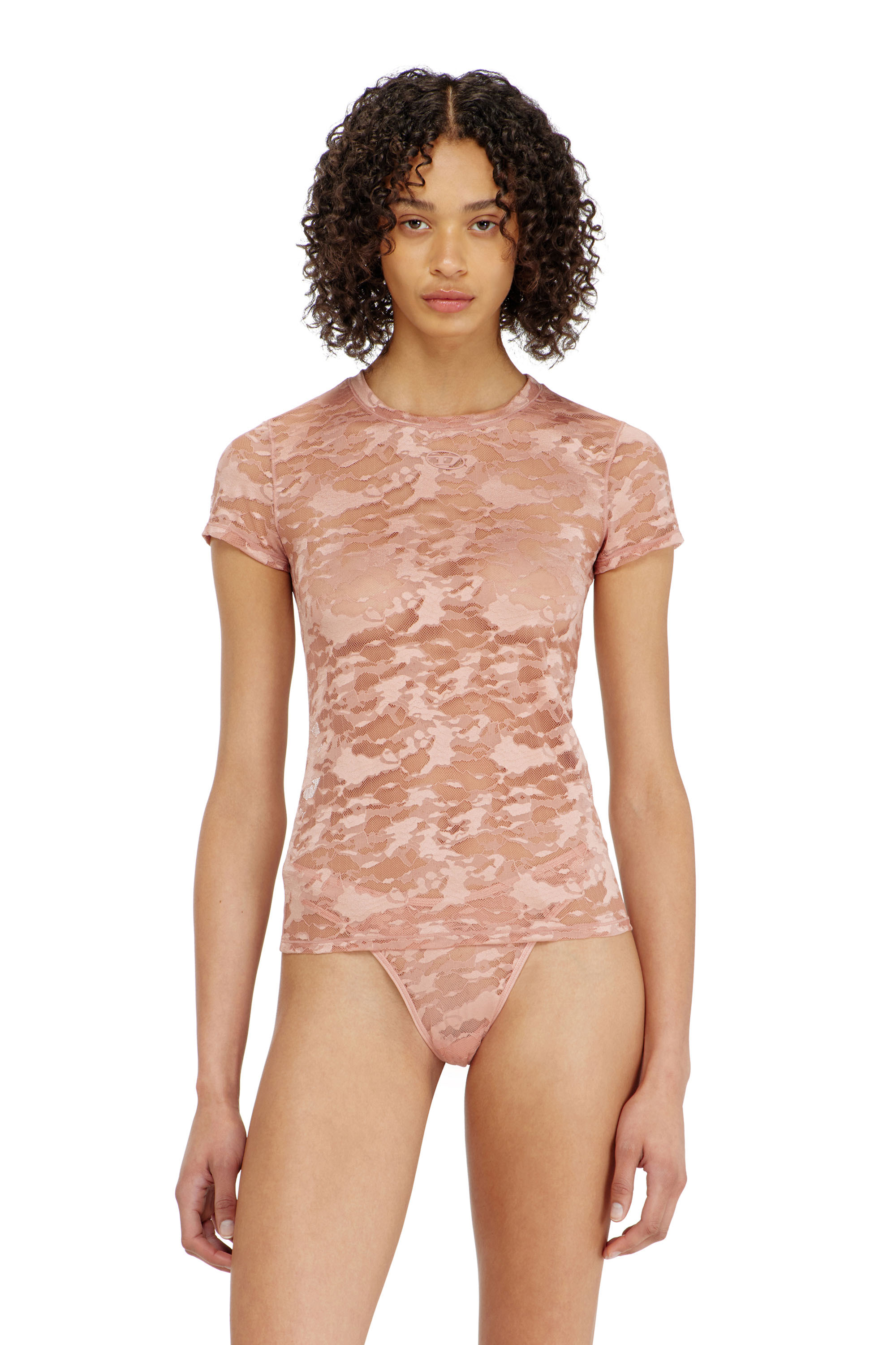 Diesel - KASIA-UTLT, Woman's Camo lace T-shirt in Nude - 2