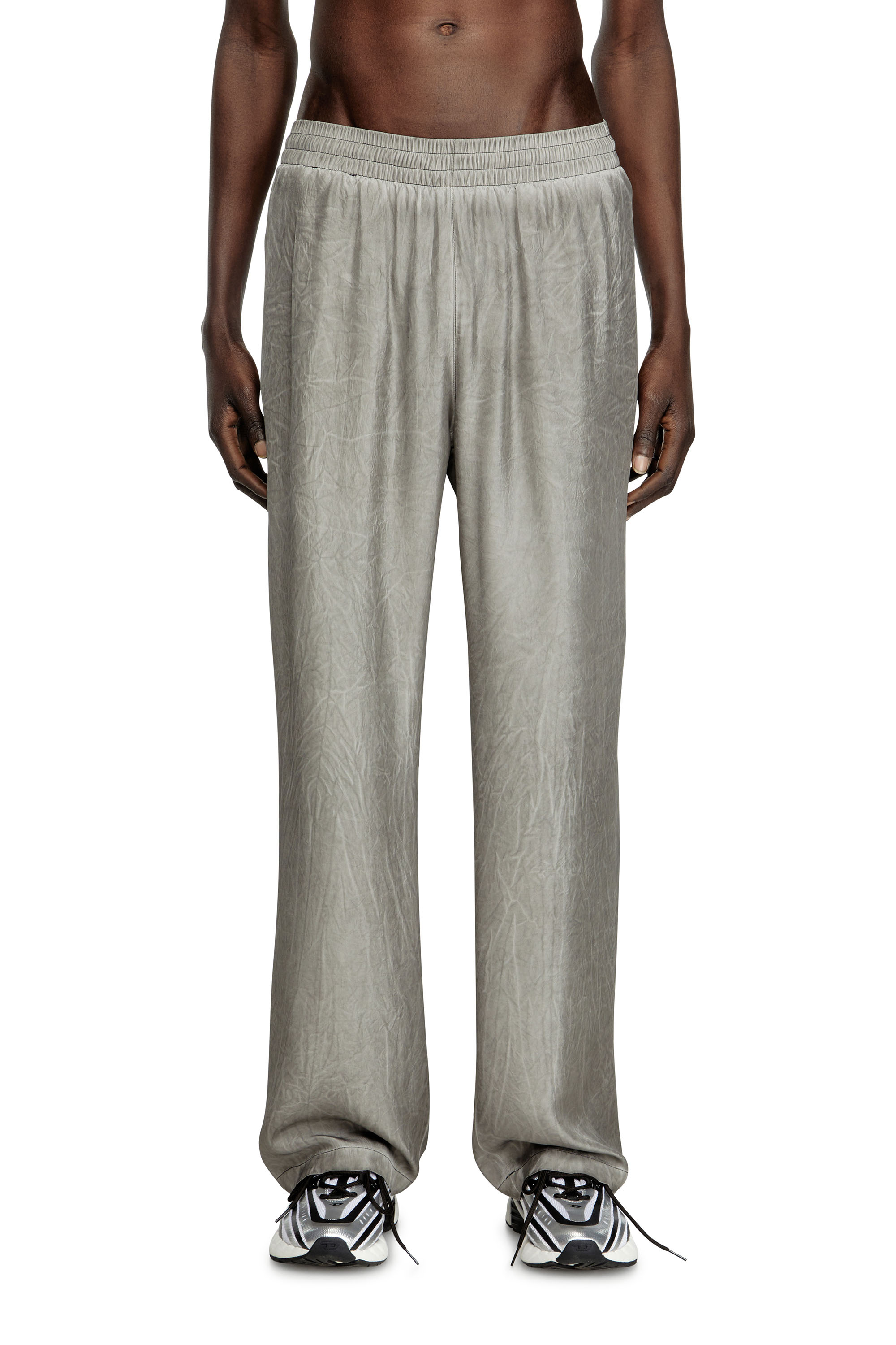 Diesel - P-LEON, Unisex's Fluid crinkled track pants in Grey - 1