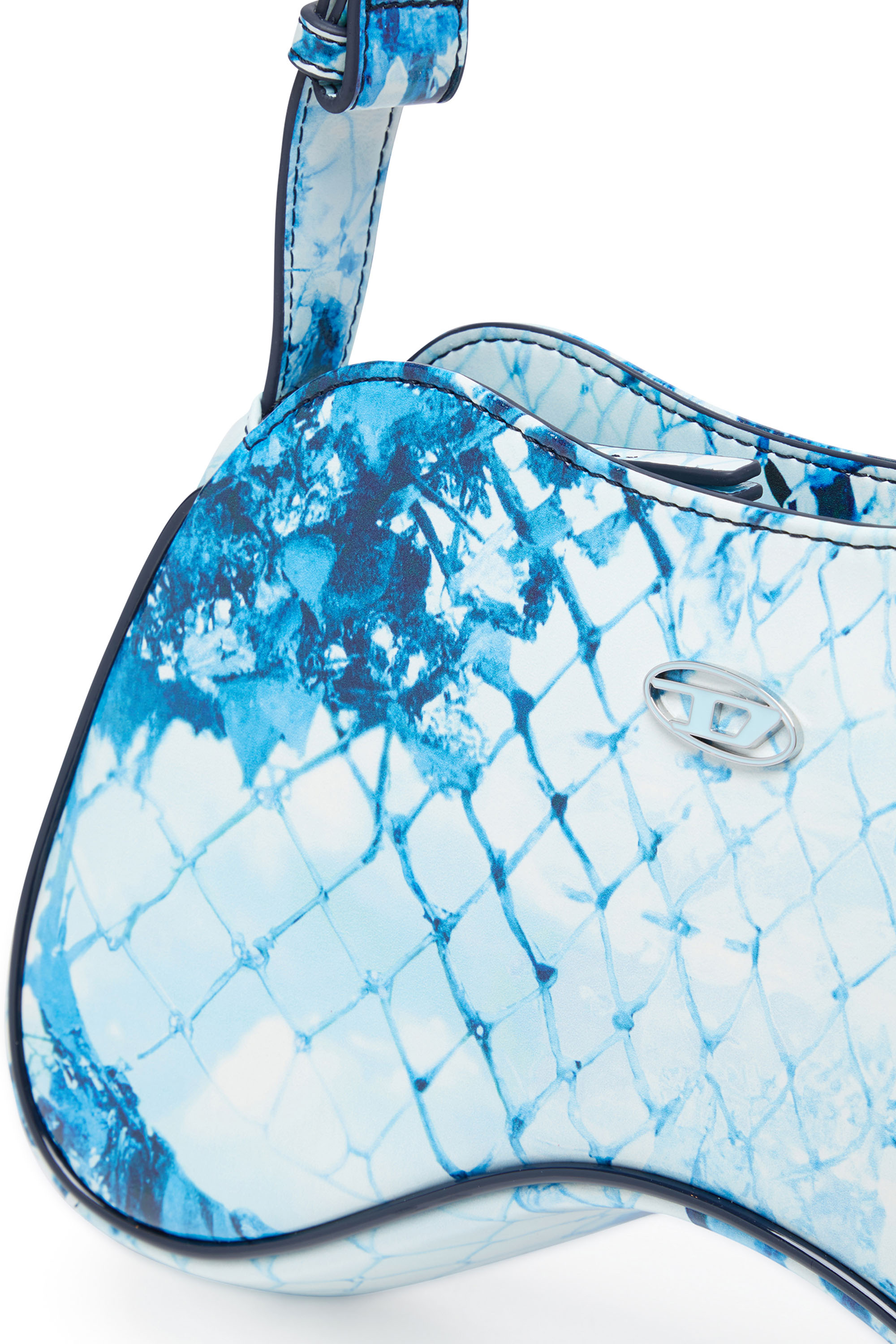 Diesel - PLAY SHOULDER, Woman Play-Shoulder bag in printed glossy PU in Blue - Image 5