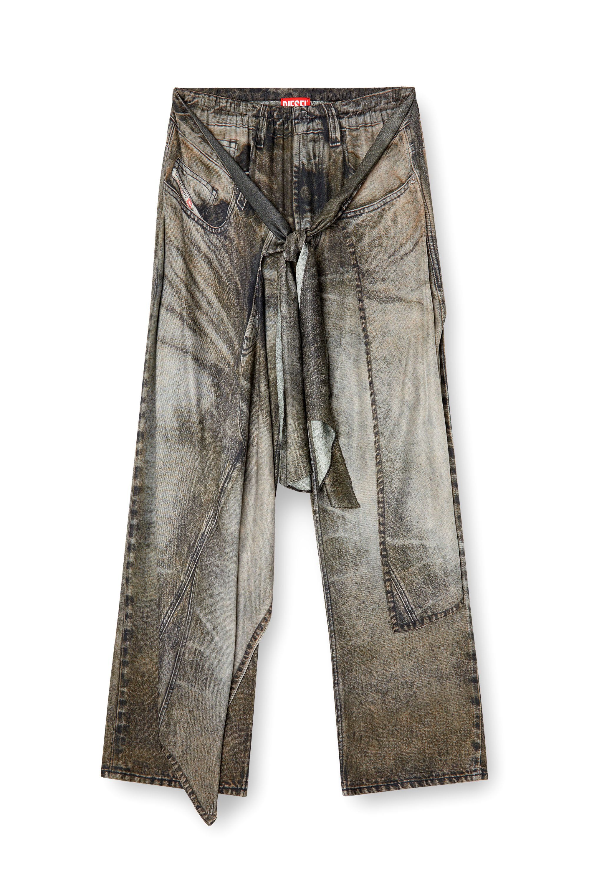 Diesel - P-ALOMA, Woman's Wrap pants in denim-look viscose in Grey - 3